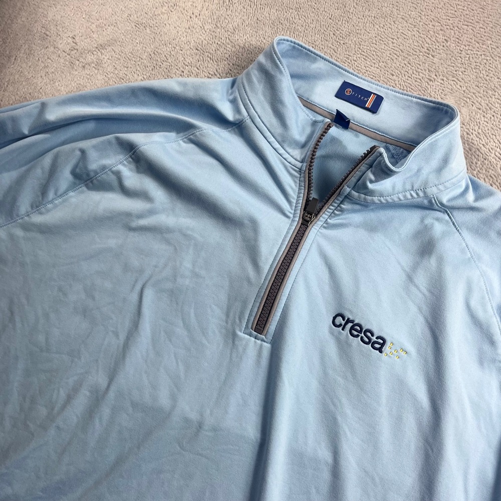 Stitch Golf Mens XXL Light Blue Quarter Zip Pullover Cresa Logo Performance Top